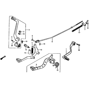 SHIFT PEDAL + BRAKE PEDAL + KICK STARTER ARM