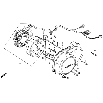 CM450E/CLEFT CRANKCASE COVER + ALTERNATOR