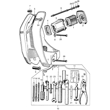 FRONT COVER + AIR CLEANER + TOOLS