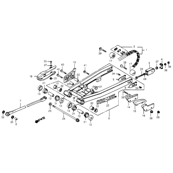 SWINGARM + DRIVE CHAIN 82