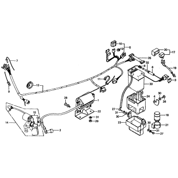 WIRE HARNESS + IGNITION COIL + BATTERY