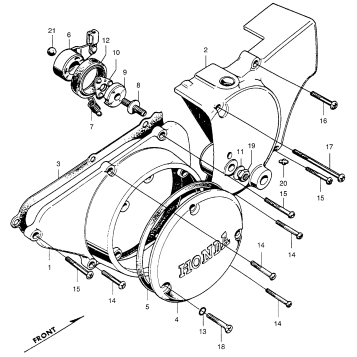 LEFT CRANKCASE COVER + REAR COVER