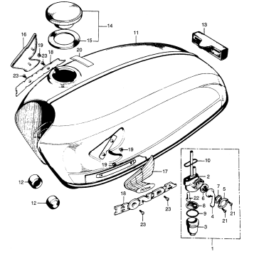 CB100 FUEL TANK + FUEL VALVE K2