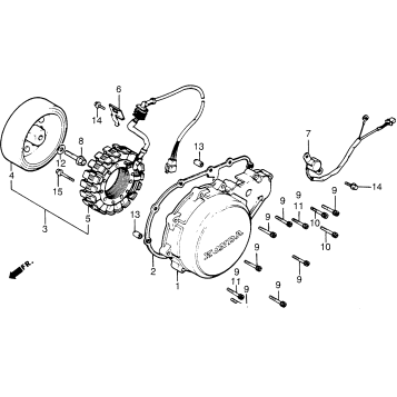 LEFT CRANKCASE COVER + ALTERNATOR