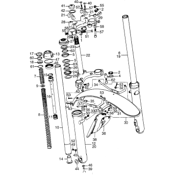 FRONT FORK + FRONT FENDER + STEERING STEM K2