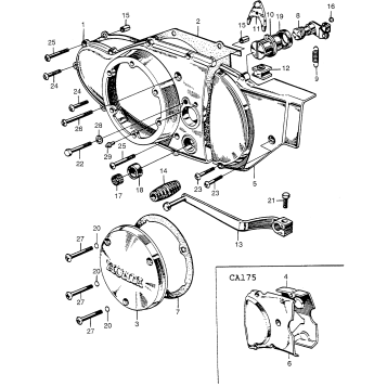 CLUTCH ADJUSTER + LEFT CRANKCASE COVER