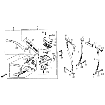 FRONT BRAKE MASTER CYL. + BRAKE CONTROL LEVER
