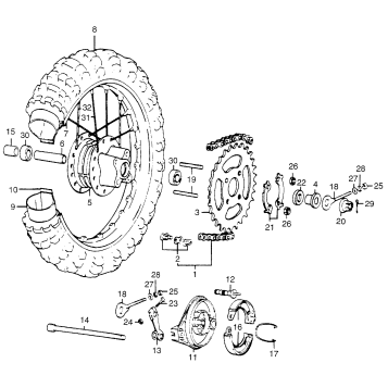 REAR WHEEL + DRIVE CHAIN