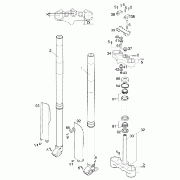 FRONT FORK, TRIPLE CLAMP