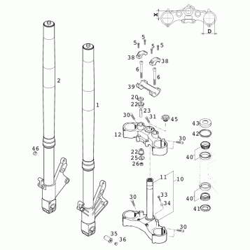 FRONT FORK, TRIPLE CLAMP