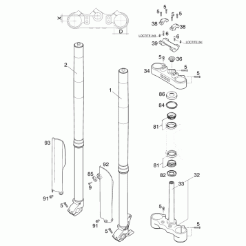 FRONT FORK, TRIPLE CLAMP