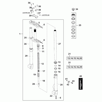 FRONT FORK, TRIPLE CLAMP