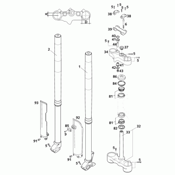 FRONT FORK, TRIPLE CLAMP
