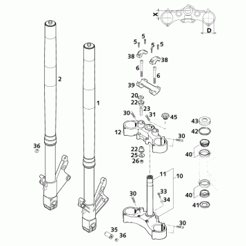 FRONT FORK, TRIPLE CLAMP