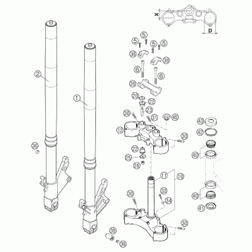 FRONT FORK, TRIPLE CLAMP