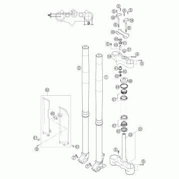 FRONT FORK, TRIPLE CLAMP