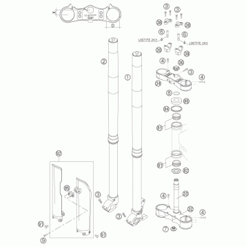 FRONT FORK, TRIPLE CLAMP