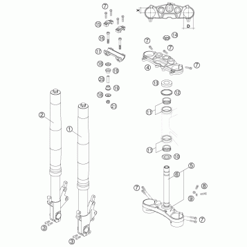 FRONT FORK, TRIPLE CLAMP
