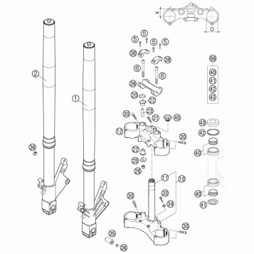 FRONT FORK, TRIPLE CLAMP