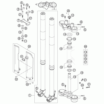 FRONT FORK, TRIPLE CLAMP