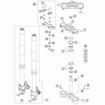 FRONT FORK, TRIPLE CLAMP