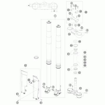 FRONT FORK, TRIPLE CLAMP