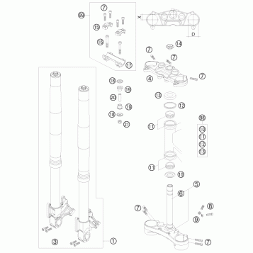 FRONT FORK, TRIPLE CLAMP