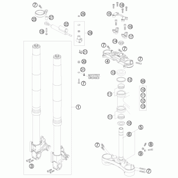 FRONT FORK, TRIPLE CLAMP