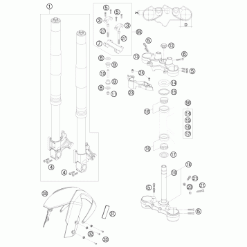 FRONT FORK, TRIPLE CLAMP