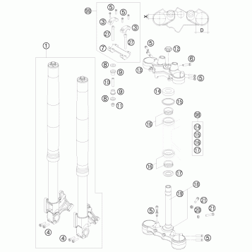 FRONT FORK, TRIPLE CLAMP