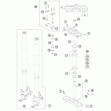 FRONT FORK, TRIPLE CLAMP