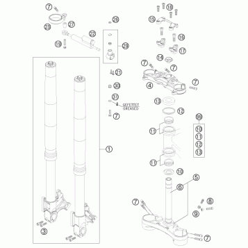 FRONT FORK, TRIPLE CLAMP