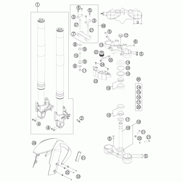 FRONT FORK, TRIPLE CLAMP