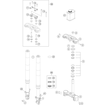 FRONT FORK, TRIPLE CLAMP
