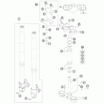 FRONT FORK, TRIPLE CLAMP