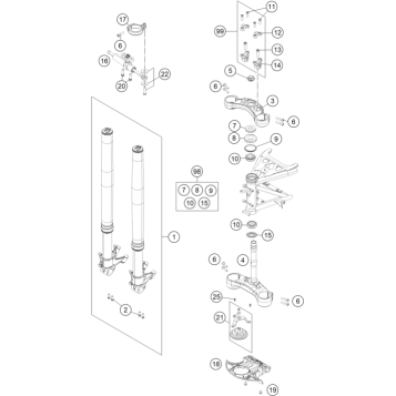 FRONT FORK, TRIPLE CLAMP