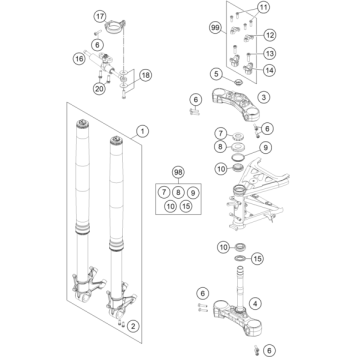 FRONT FORK, TRIPLE CLAMP