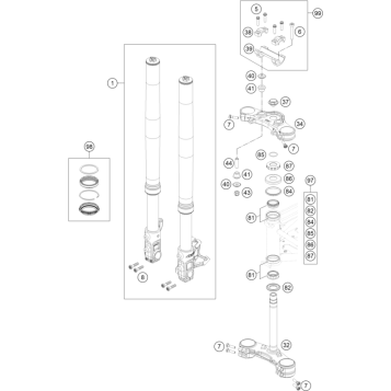 FRONT FORK, TRIPLE CLAMP