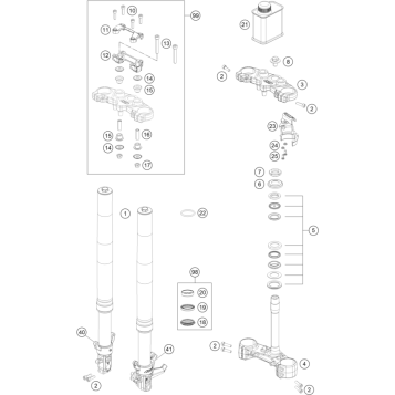 FRONT FORK, TRIPLE CLAMP