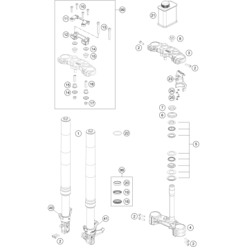 FRONT FORK, TRIPLE CLAMP