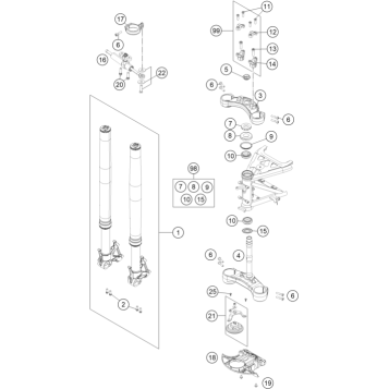 FRONT FORK, TRIPLE CLAMP