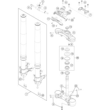 FRONT FORK, TRIPLE CLAMP