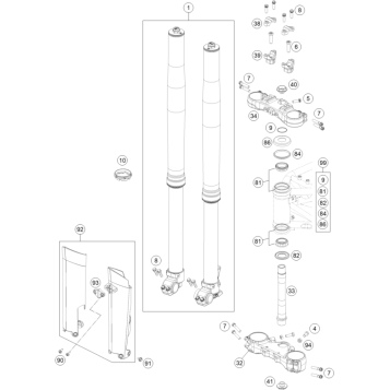 FRONT FORK, TRIPLE CLAMP