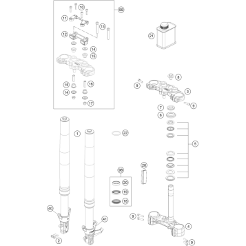 FRONT FORK, TRIPLE CLAMP