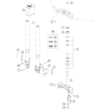 FRONT FORK, TRIPLE CLAMP