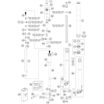 FRONT FORK DISASSEMBLED