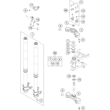 FRONT FORK, TRIPLE CLAMP