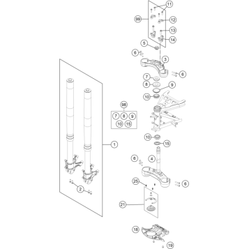 FRONT FORK, TRIPLE CLAMP
