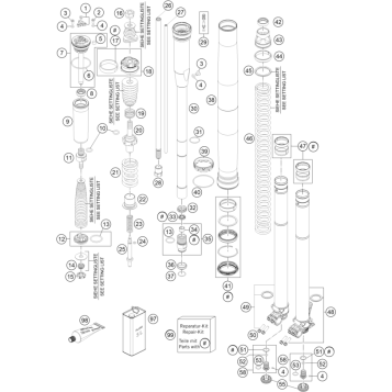 FRONT FORK DISASSEMBLED