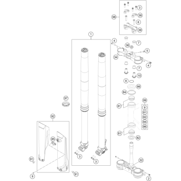 FRONT FORK, TRIPLE CLAMP